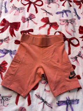Nike Coral Athletic Biker Shorts with Logo